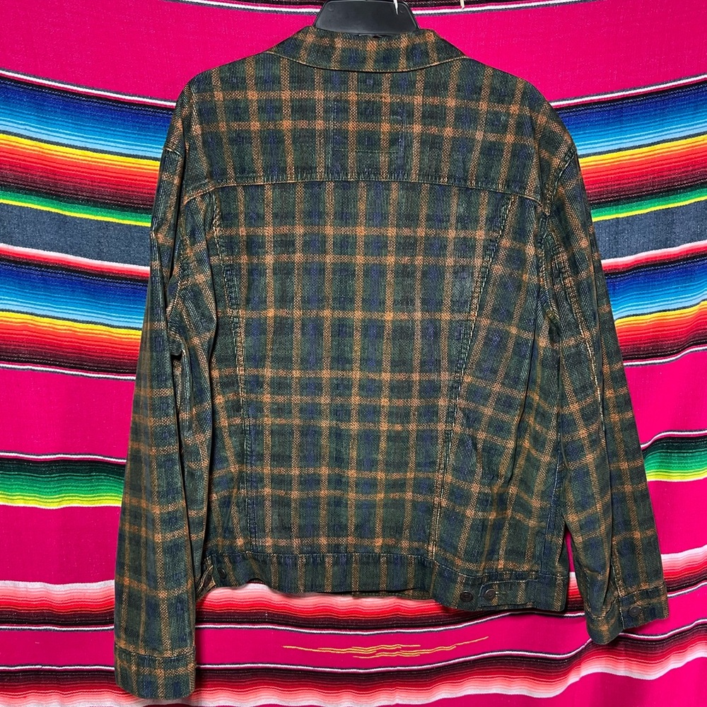 Levi’s Plaid Corduroy Trucker Jacket Size XL Green/Orange/ Blue - Picture 3 of 6
